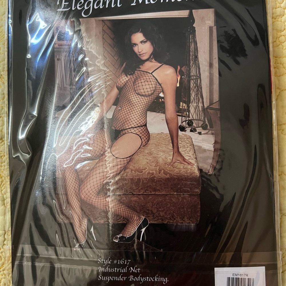 Elegant Moments Black Industrial Net Bodystocking